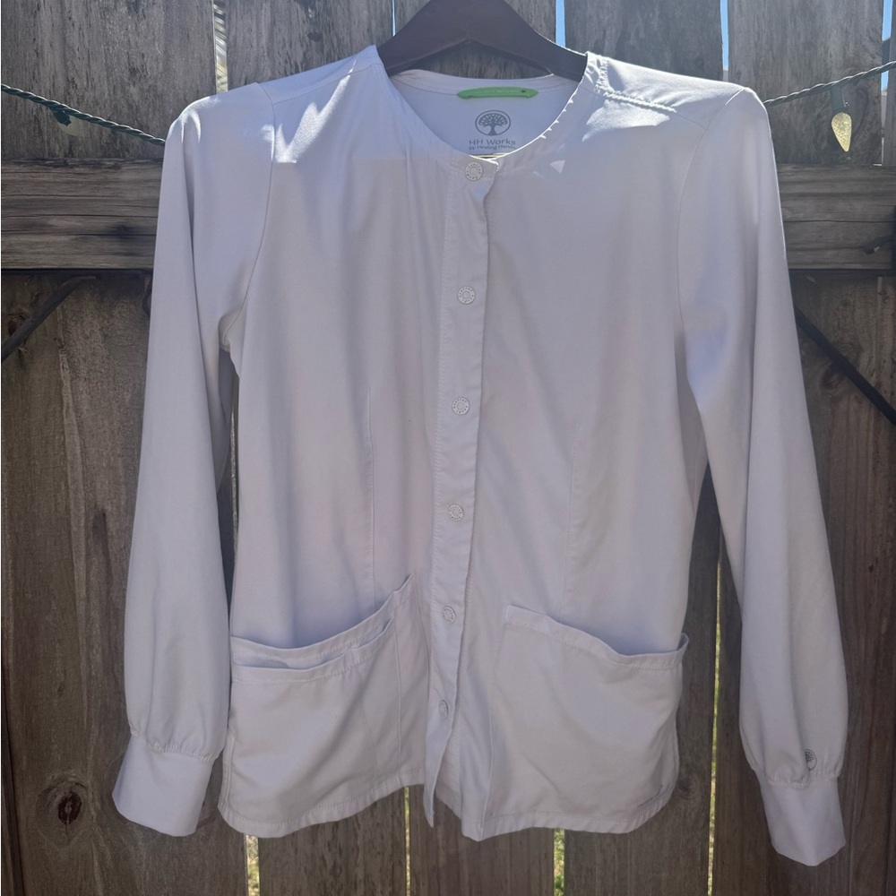 Healing Hands Megan Women's 4-Pocket Round Neck Warm-Up STRETCH Scrub Jacket